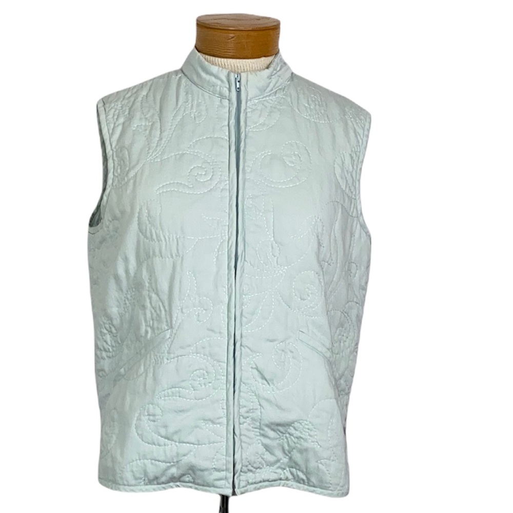Coldwater Creek Seafoam, Blue Quilted Vest Small